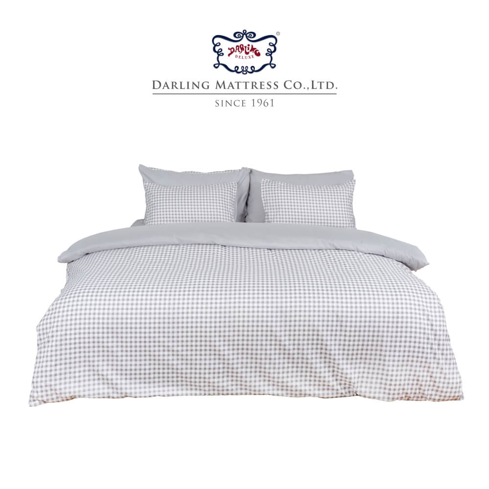 ชุดผ้าปูผ้านวม 6 ฟุต DARLING MATTRESS รุ่น2 สี 2 สไตล์ ลายดับเบิ้ลเกรย์_0