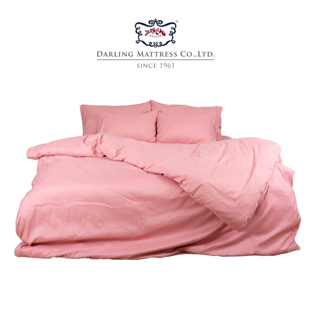 ชุดผ้าปูผ้านวม 6 ฟุต DARLING MATTRESS รุ่นสีพื้น สีชมพูอ่อน