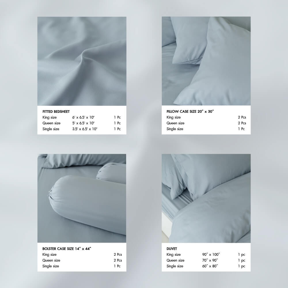 ชุดผ้าปูผ้านวม 6 ฟุต DARLING MATTRESS รุ่นสีพื้น สีเพิร์ลบลู