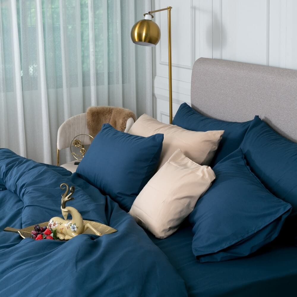 ชุดผ้าปูผ้านวม 5 ฟุต DARLING MATTRESS รุ่นสีพื้น สีมิดไนท์