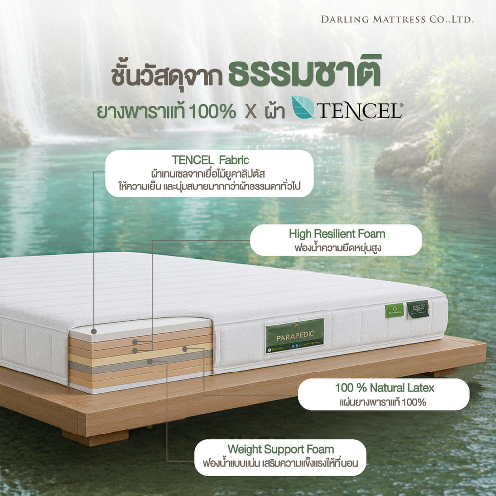 ที่นอนยางพาราแท้หุ้มผ้าเทนเซล ขนาด 5 ฟุต DARLING MATTRESS รุ่นพาราพีดิก_1