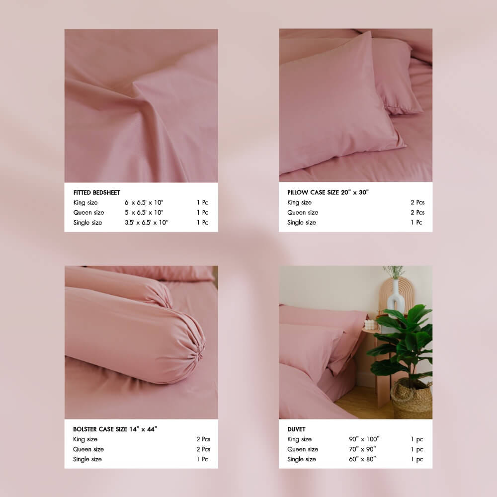 ชุดผ้าปูผ้านวม 6 ฟุต DARLING MATTRESS รุ่นสีพื้น สีชมพูอ่อน