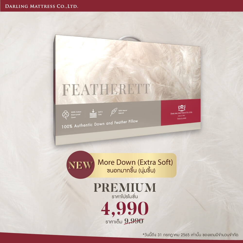 หมอนหนุน DARLING MATTRESS รุ่น FEATHERETT ขนเป็ดแท้ 100%_3