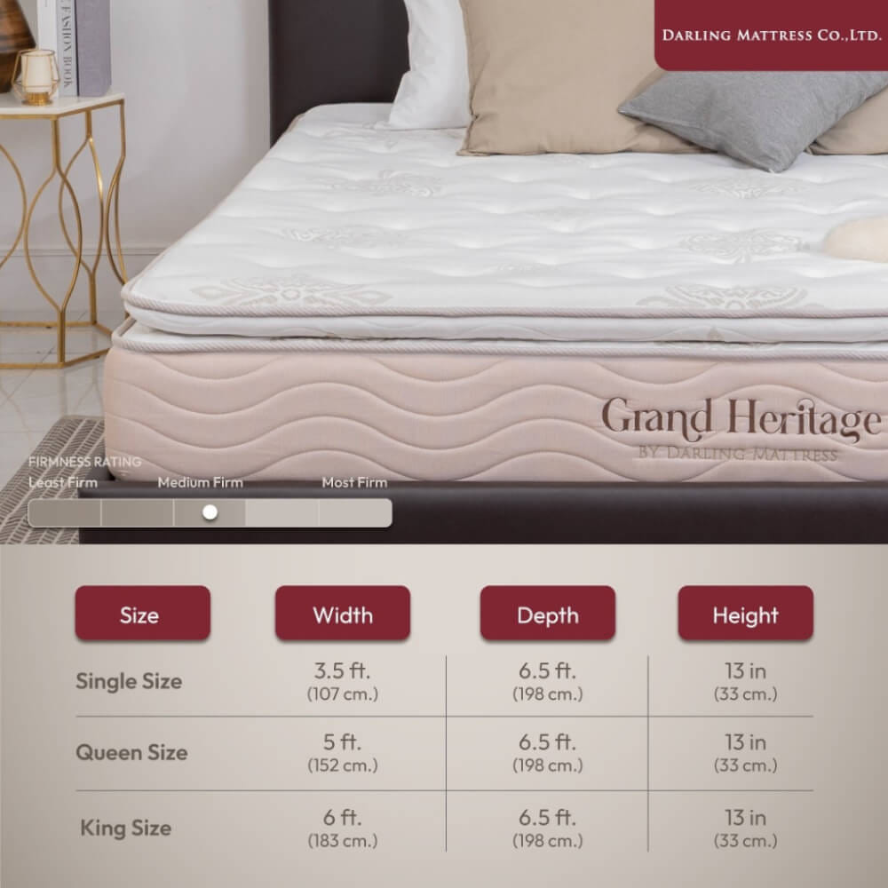 ที่นอนพ็อกเก็ตสปริงแบบนุ่ม 3.5 ฟุต DARLING MATTRESS รุ่นแกรนด์เฮอร์ริเทจ_8