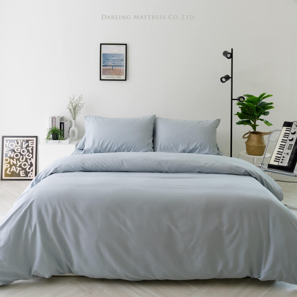 ชุดผ้าปูผ้านวม 6 ฟุต DARLING MATTRESS รุ่นสีพื้น สีเพิร์ลบลู