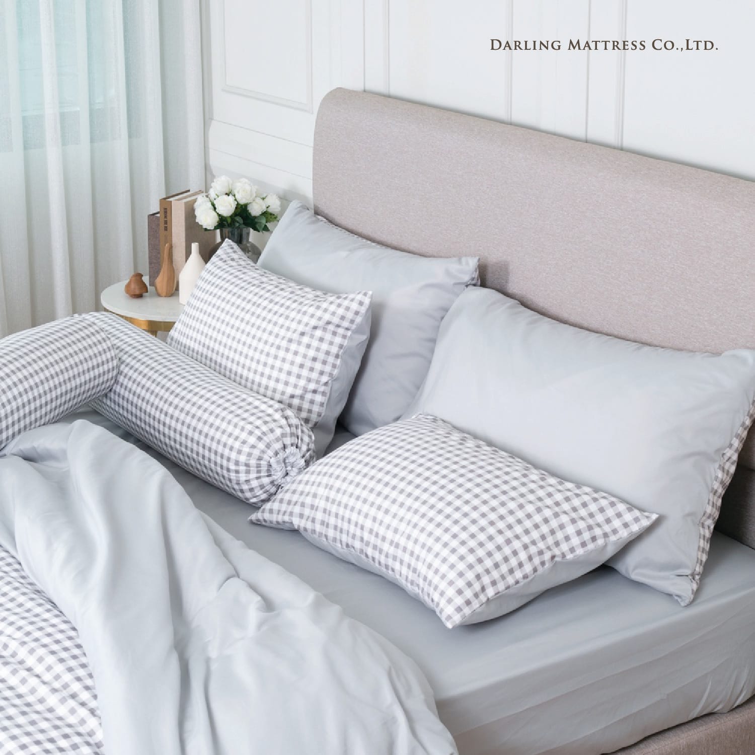 ชุดผ้าปูผ้านวม 5 ฟุต DARLING MATTRESS รุ่น2 สี 2 สไตล์ ลายดับเบิ้ลเกรย์_1