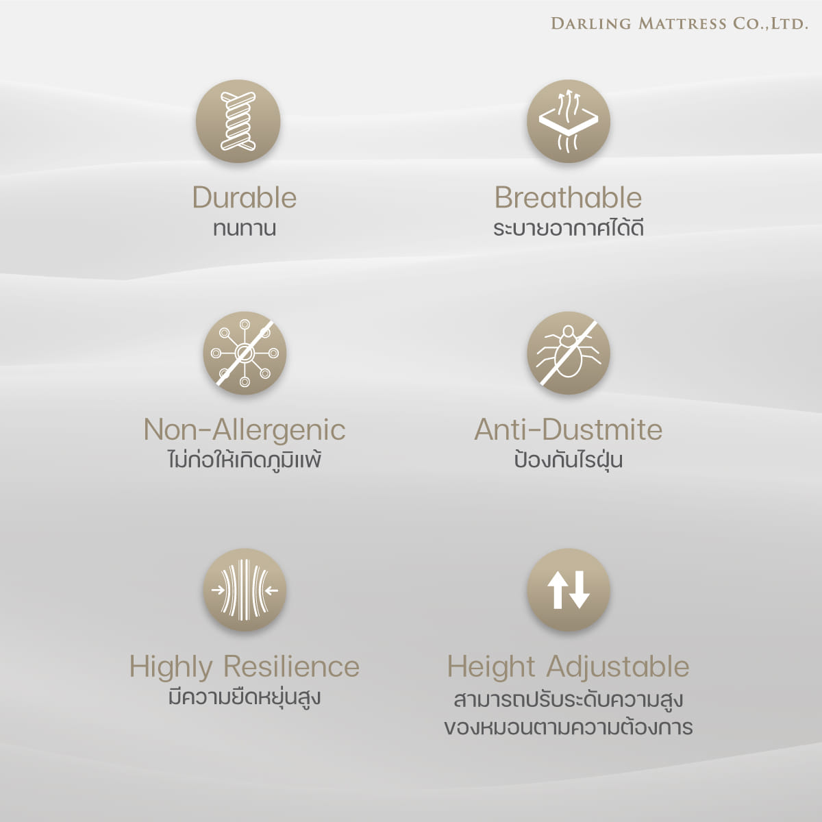 หมอนหนุนสุขภาพ DARLING MATTRESS รุ่นใยบอลเคลือบซิลิโคน 2 ช่อง (มีซิปปรับระดับได้) แพ็คคู่_3