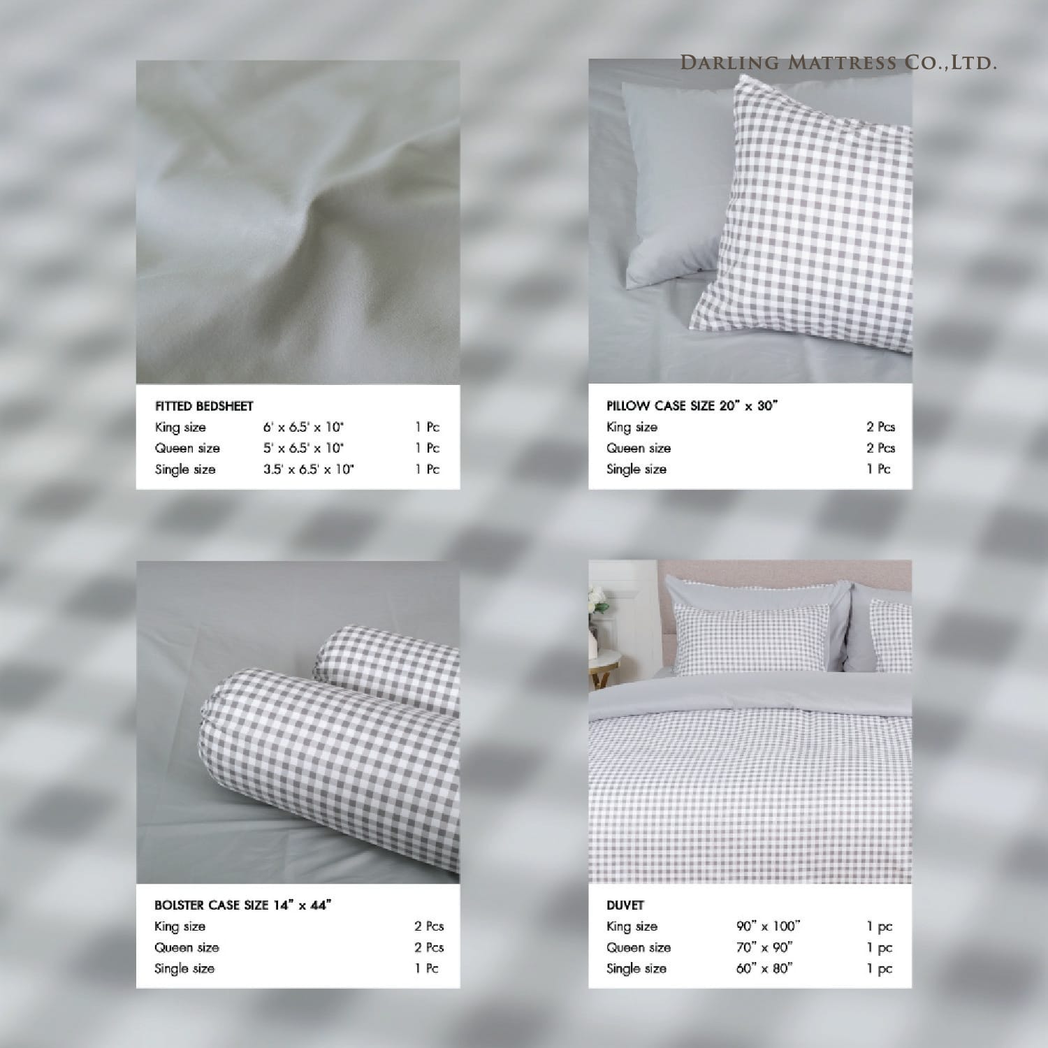 ชุดผ้าปูผ้านวม 3.5 ฟุต DARLING MATTRESS รุ่น2 สี 2 สไตล์ ลายดับเบิ้ลเกรย์_3