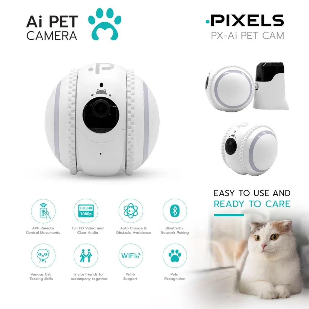 กล้องวงจรปิดไร้สาย สำหรับสัตว์เลี้ยง PIXELS CCTV PX-AI PETCAM ZOOM  2 MP ควบคุมผ่านมือถือ  พร้อมระบบโต้ตอบสัตว์เลี้ยง_4