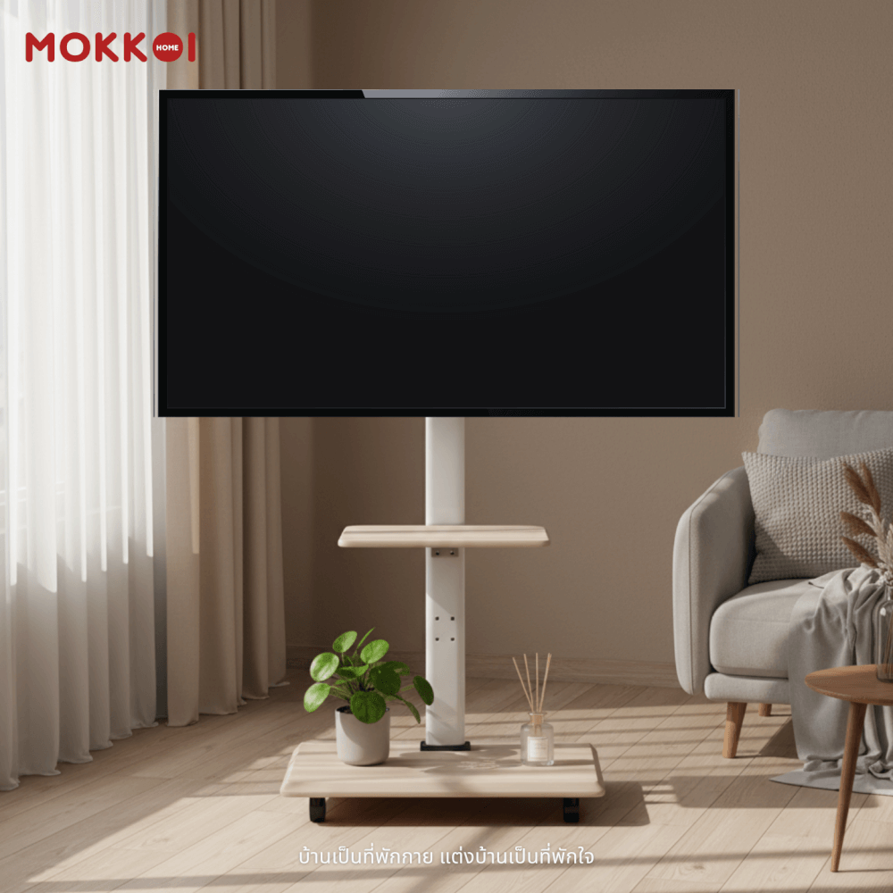 ขาตั้งทีวี MOKKOI HOME รุ่น KM-ZX1600B-WHITE สำหรับทีวีขนาด 32-65 นิ้ว ปรับหมุนจอได้ ดีไซน์มินิมอล