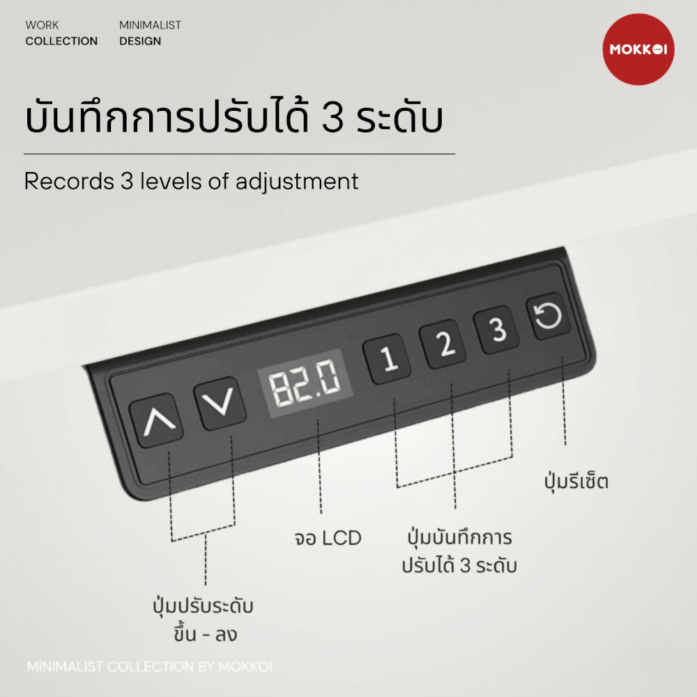 โต๊ะปรับระดับไฟฟ้า MOKKOI HOME รุ่น X-160 ขนาด 160 CM. สีขาว