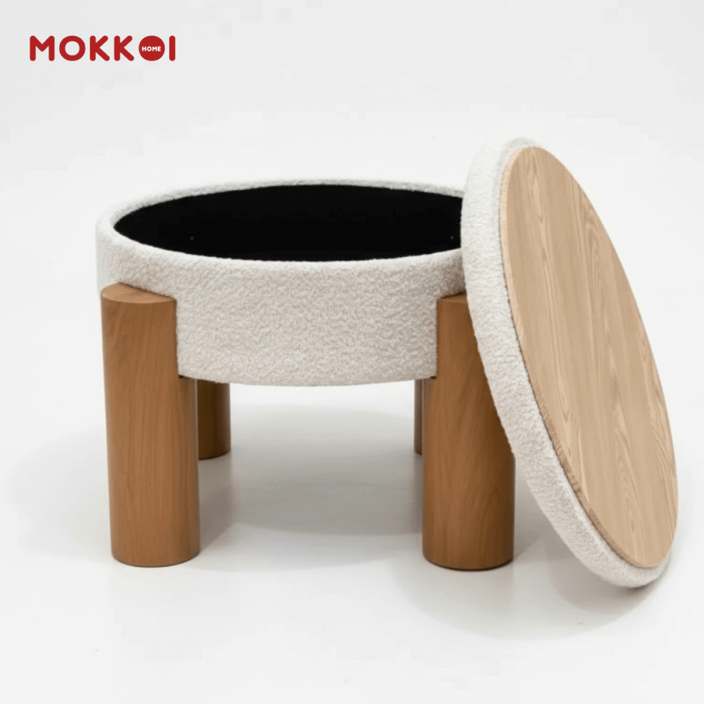 โต๊ะกลางโซฟา เก้าอี้สตูล MOKKOI HOME รุ่น MORI มีที่เก็บของ สไตล์มินิมอล