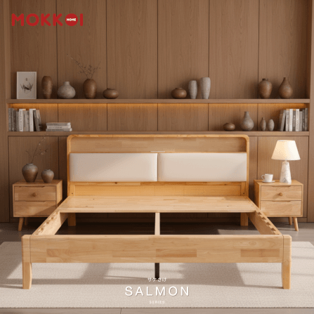 เตียงไม้ยางพารา 5 ฟุต MOKKOI HOME รุ่น SALMON-01 สีไม้ธรรมชาติ_4
