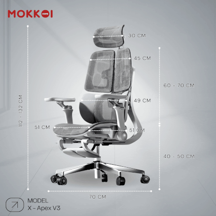 เก้าอี้ทำงานเพื่อสุขภาพ MOKKOI HOME รุ่น X - APEX V3 สีเทา ปรับที่วางแขนได้_8