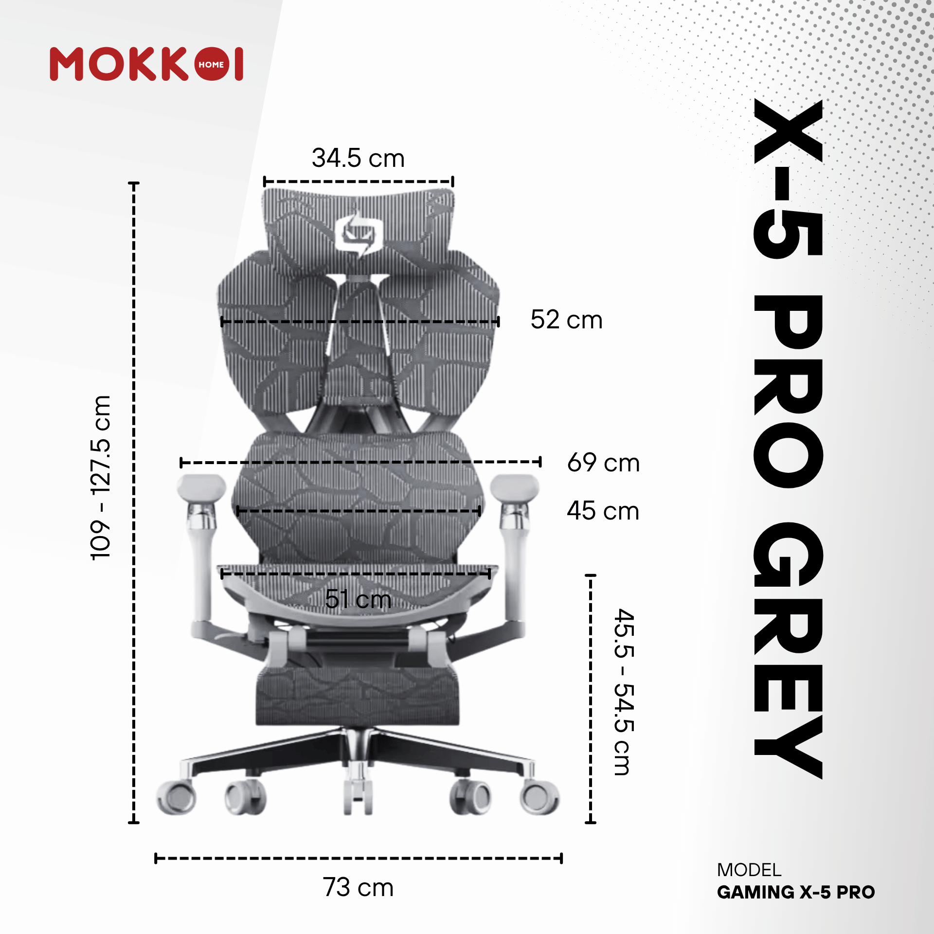 เก้าอี้เกมมิ่งเพื่อสุขภาพ MOKKOI HOME รุ่น X-5 PRO สีเทา ปรับความลึกเบาะได้_8