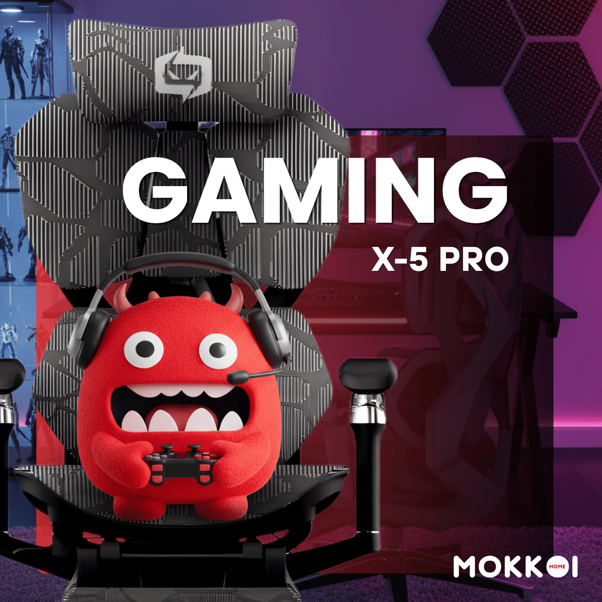เก้าอี้เกมมิ่งเพื่อสุขภาพ MOKKOI HOME รุ่น X-5 PRO สีดำ ปรับความลึกเบาะได้_1