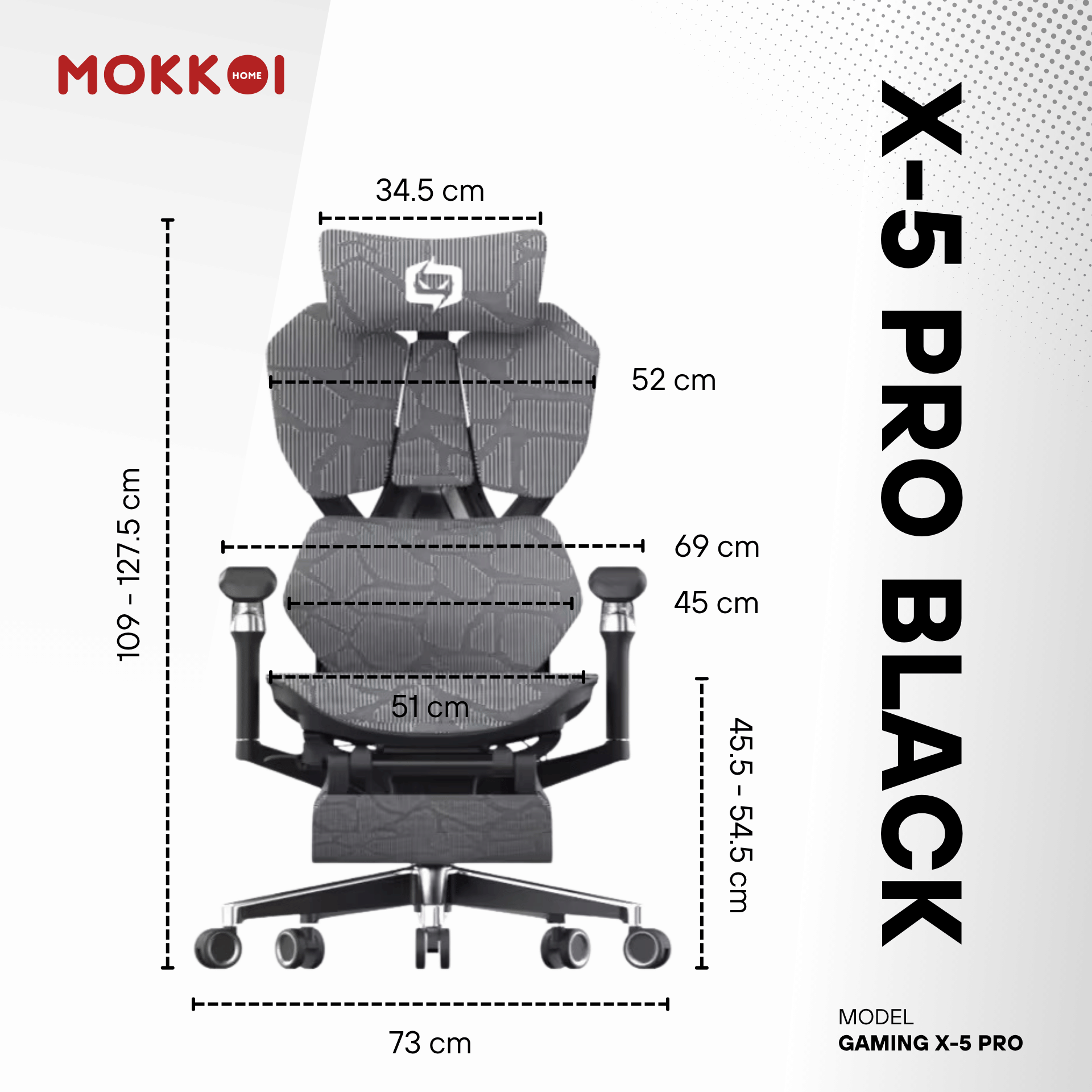 เก้าอี้เกมมิ่งเพื่อสุขภาพ MOKKOI HOME รุ่น X-5 PRO สีดำ ปรับความลึกเบาะได้_6