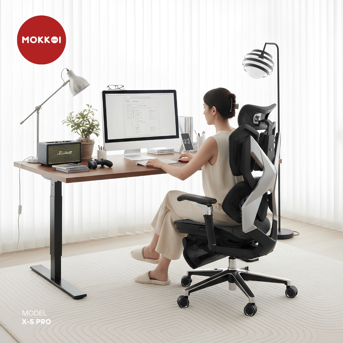เก้าอี้เกมมิ่งเพื่อสุขภาพ MOKKOI HOME รุ่น X-5 PRO สีเทา ปรับความลึกเบาะได้_8