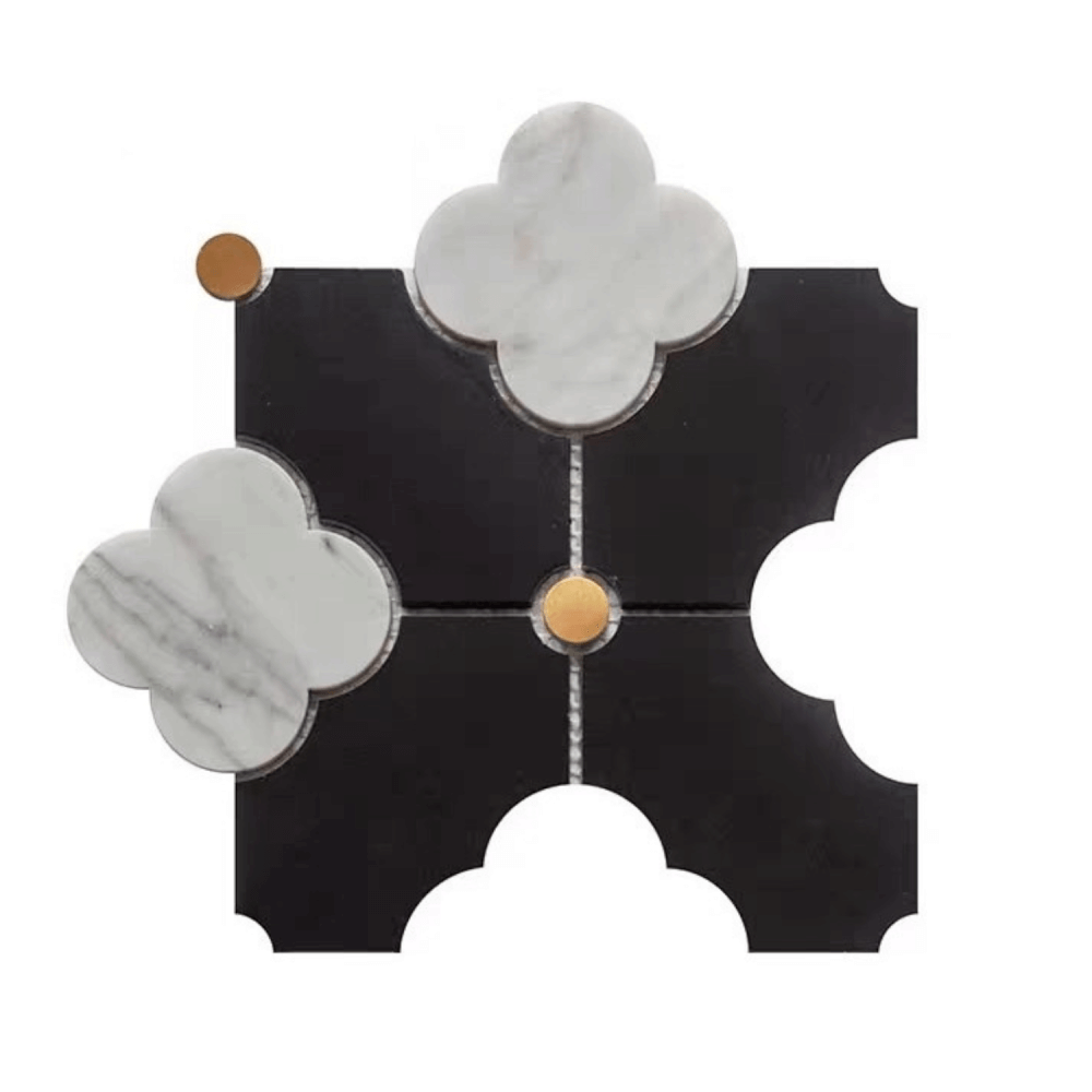 โมเสคหินอ่อน TIMELESS TILES รุ่น MAJESTIC FLORAL 20X20 ซม. สีดำ_0