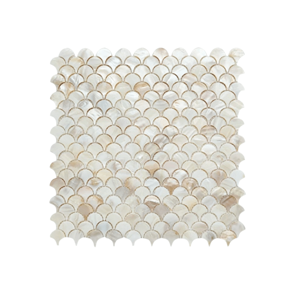 โมเสคเปลือกหอย TIMELESS TILES รุ่น PEARL SEASHELL MOSAIC 30 X 30 ซม. สีขาว CHAMPAGNE WHITE ทรงพัด ผิวเงา_0