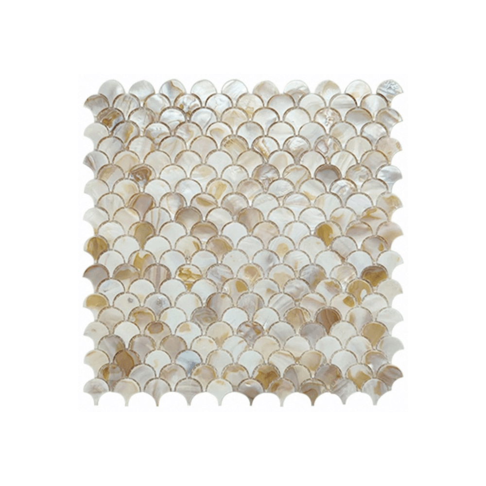 โมเสคเปลือกหอย TIMELESS TILES รุ่น PEARL SEASHELL MOSAIC 30 X 30 ซม. สีเบจ AMBER BEIGE ทรงพัด ผิวเงา_0