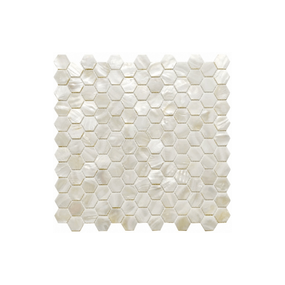 โมเสคเปลือกหอย TIMELESS TILES รุ่น PEARL SEASHELL MOSAIC 30 X 30 ซม. สีขาว IVORY WHITE ทรงหกเหลี่ยม ผิวเงา_0