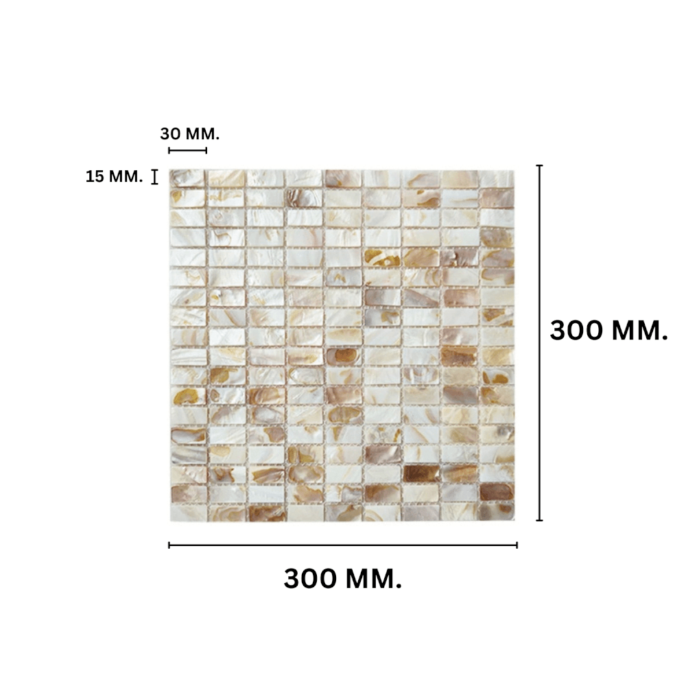 โมเสคเปลือกหอย TIMELESS TILES รุ่น PEARL SEASHELL MOSAIC 30 X 30 ซม. สีขาวน้ำตาล AMBER BROWN ทรงสี่เหลี่ยมพื้นผ้า ผิวเงา_1