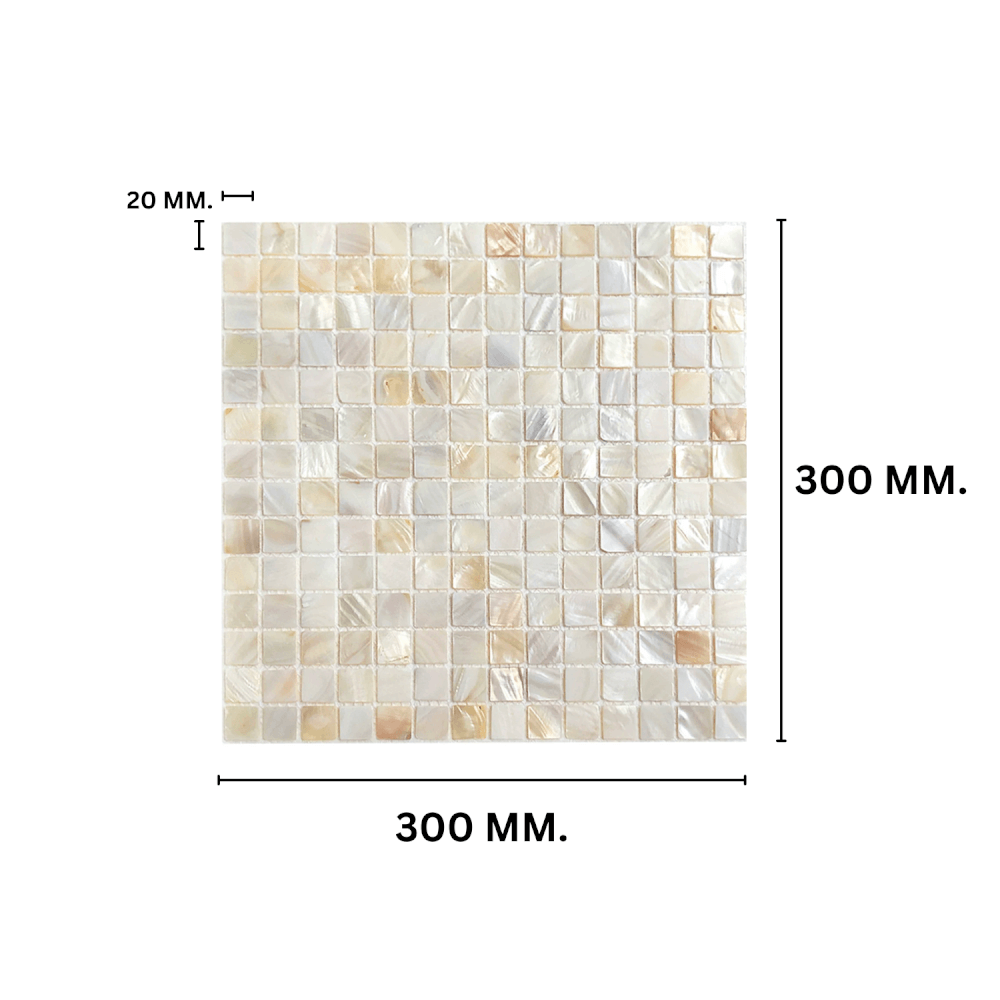 โมเสคเปลือกหอย TIMELESS TILES รุ่น PEARL SEASHELL MOSAIC 30 X 30 ซม. สีขาว CHAMPANGE WHITE ทรงสี่เหลี่ยมจัตุรัส ผิวเงา_1