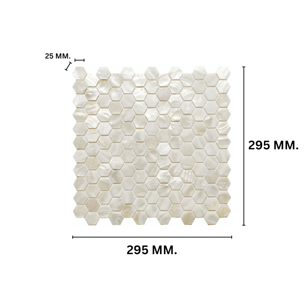 โมเสคเปลือกหอย TIMELESS TILES รุ่น PEARL SEASHELL MOSAIC 30 X 30 ซม. สีขาว IVORY WHITE ทรงหกเหลี่ยม ผิวเงา_1