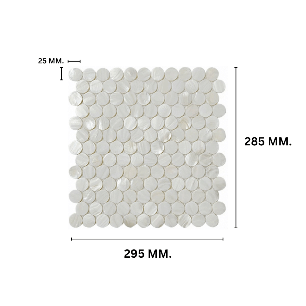 โมเสคเปลือกหอย TIMELESS TILES รุ่น PEARL SEASHELL MOSAIC 28.5 X 29.5 ซม. สีขาว IVORY WHITE ทรงกลม ผิวเงา_1