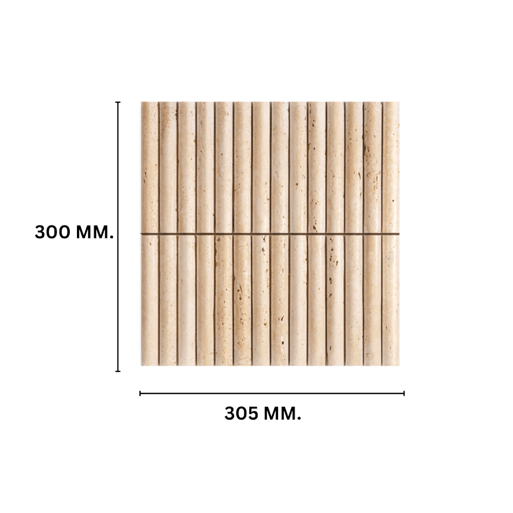 โมเสคหินธรรมชาติ TIMELESS TILES รุ่น LUNE 30.5X30 ซม. หินทราเวอร์ทีน สีเบจ โมเสกแท่งทรงโค้งครึ่งวงกลม_1