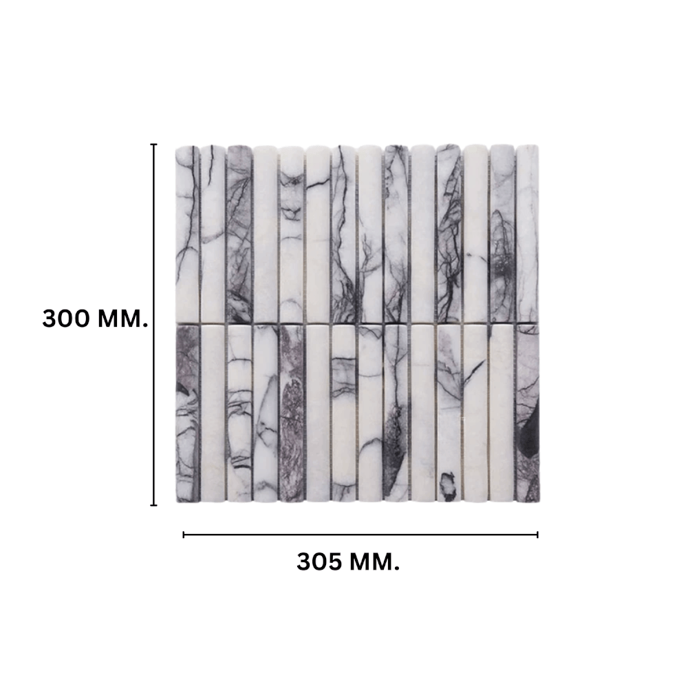 โมเสคหินอ่อน TIMELESS TILES รุ่น LUNE 30.5X30 ซม. สีขาว CARARA WHITE โมเสกแท่งทรงโค้งครึ่งวงกลม_1