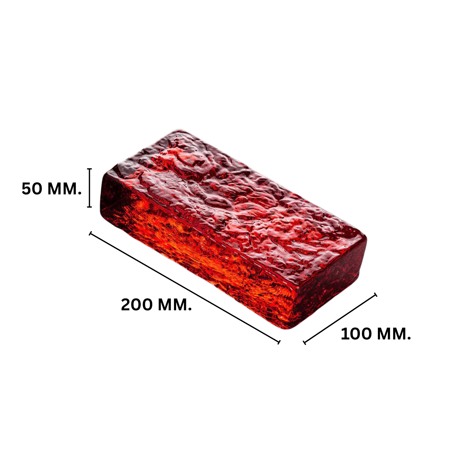 บล็อกแก้ว TIMELESS TILES รุ่น ICE 20X10X5 ซม. สีแดงใส TRANSPARENT REDF