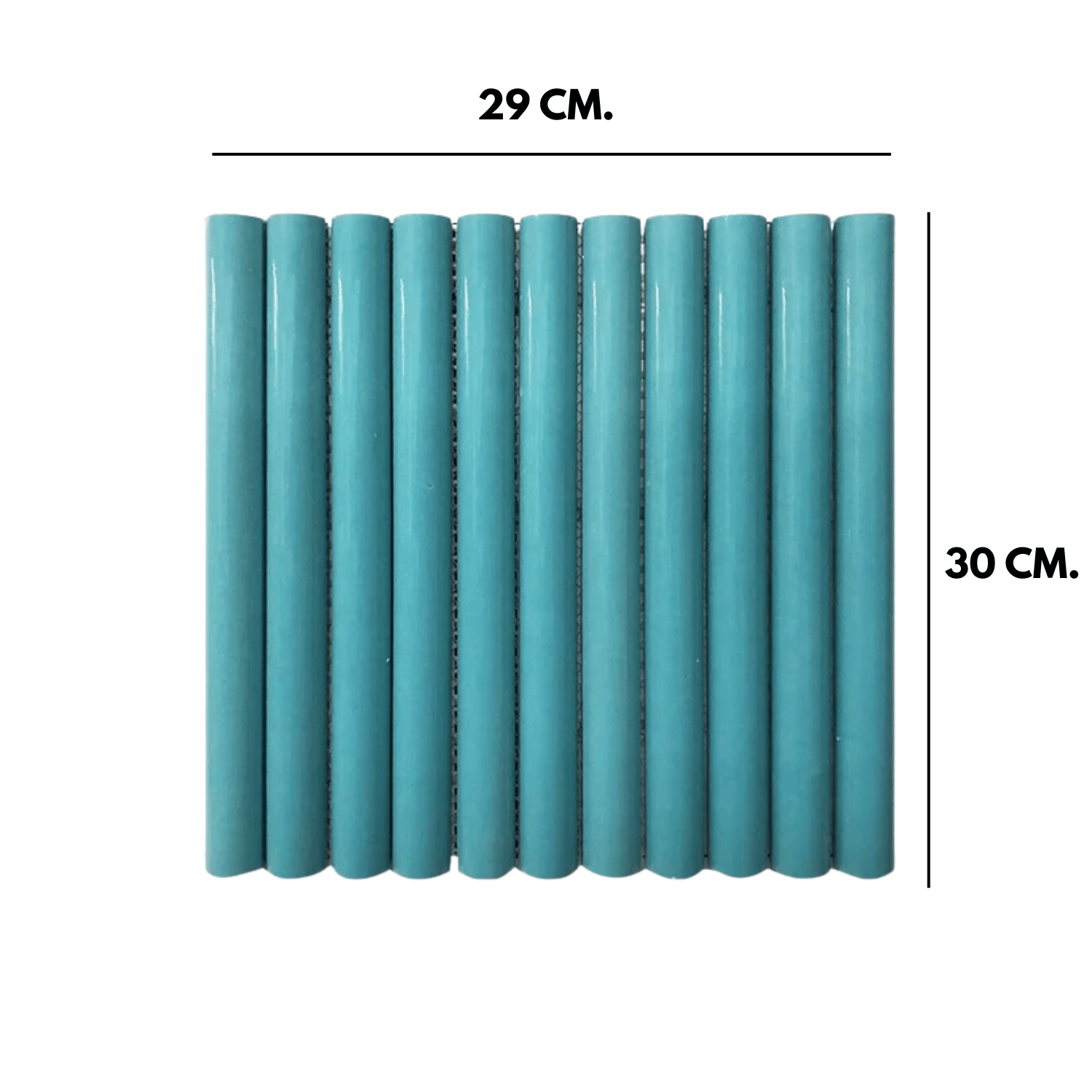 โมเสค TIMELESS TILES รุ่น LONN 29X30 ซม. สีฟ้าอมเขียว SOFT TURQUOISE BLUE โมเสกแท่งทรงโค้งครึ่งวงกลม_1