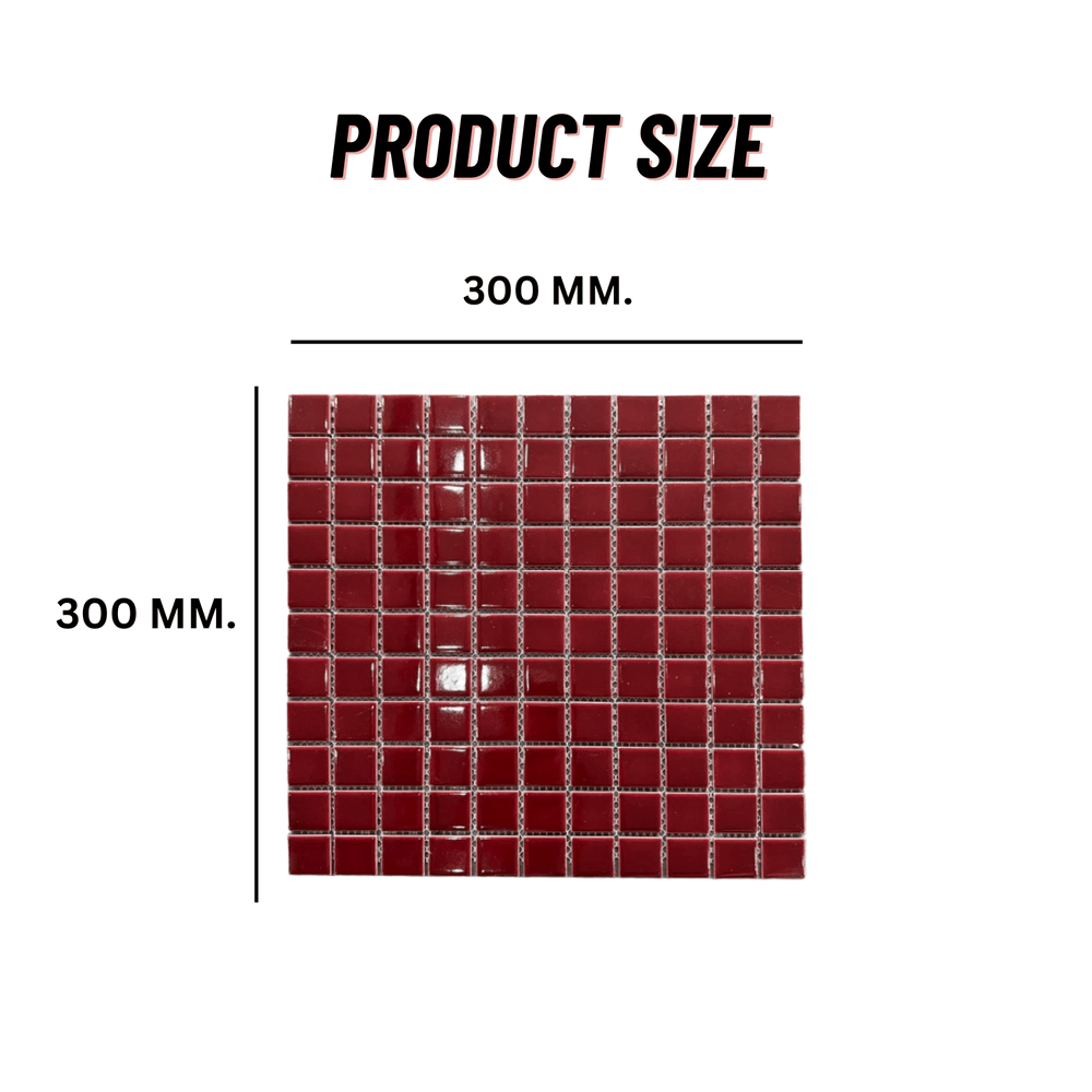 โมเสค TIMELESS TILES รุ่น CLASSIC SQUARE 25 ขนาด 30X30 ซม. สีแดงเลือดหมู ผิวเงา GLOSS WINE RED โมเสคเซรามิกทรงสี่เหลี่ยมจัตุรัส_1
