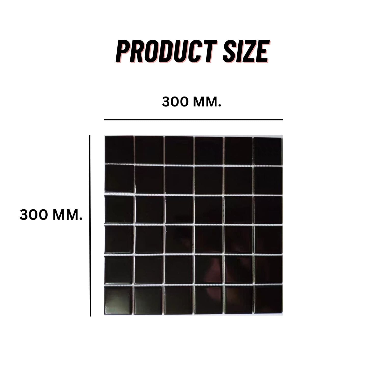 โมเสค TIMELESS TILES รุ่น CLASSIC SQUARE 48 ขนาด 30X30 ซม. สีดำ ผิวเงา GLOSS BLACK โมเสคเซรามิกทรงสี่เหลี่ยมจัตุรัส_1
