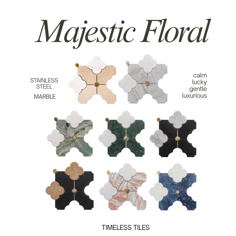 โมเสคหินอ่อน TIMELESS TILES รุ่น MAJESTIC FLORAL 20X20 ซม. สีดำ_2