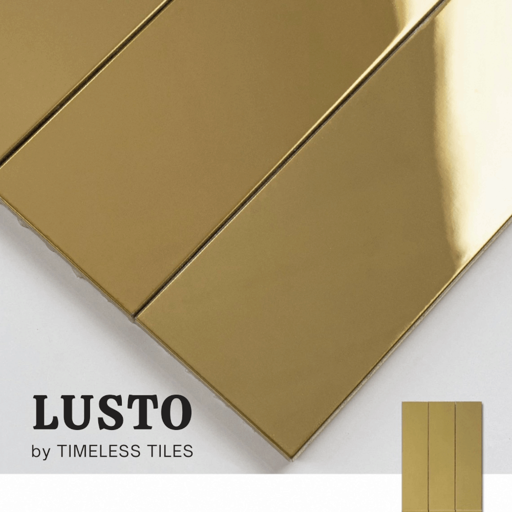 โมเสค TIMELESS TILES รุ่น LUSTO 39.6X14.5 ซม. สีทอง GOLD ผิวเงา สเตนเลสมิลเลอร์_2