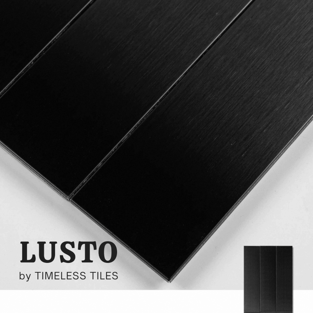 โมเสค TIMELESS TILES รุ่น LUSTO 39.6X14.5 ซม. สีดำ BLACK ผิวด้าน สเตนเลส แฮร์ไลน์_2