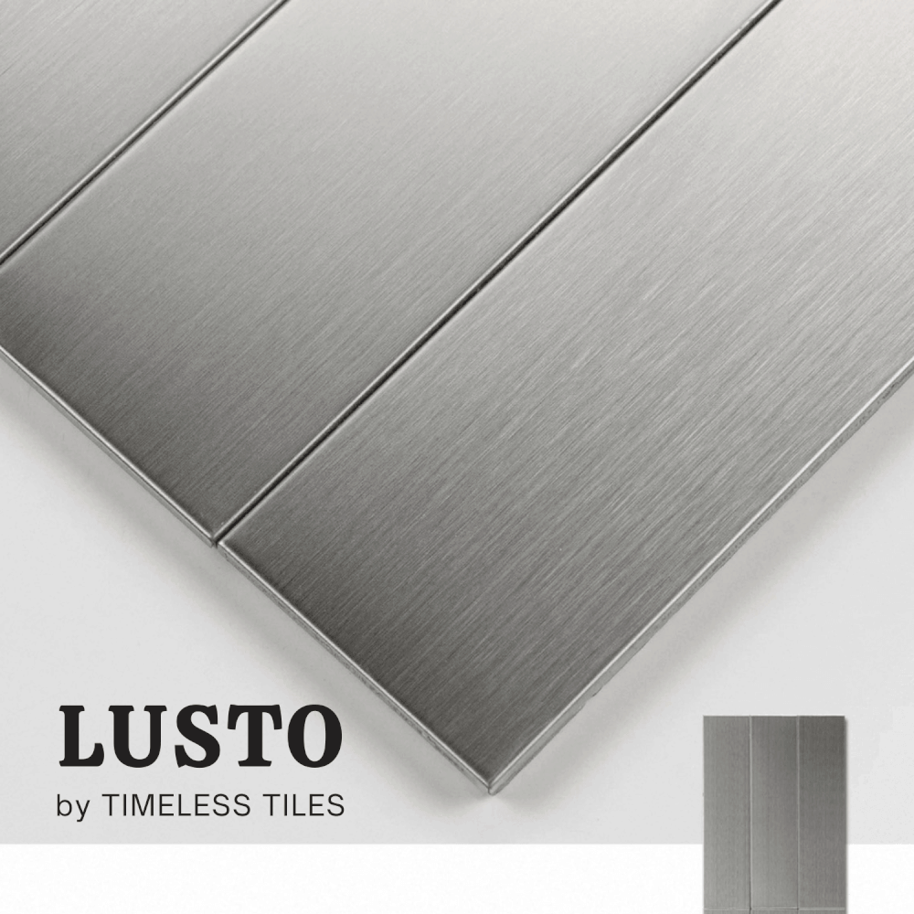โมเสค TIMELESS TILES รุ่น LUSTO 39.6X14.5 ซม. สี SILVER ผิวด้าน สเตนเลสแฮร์ไลน์_2
