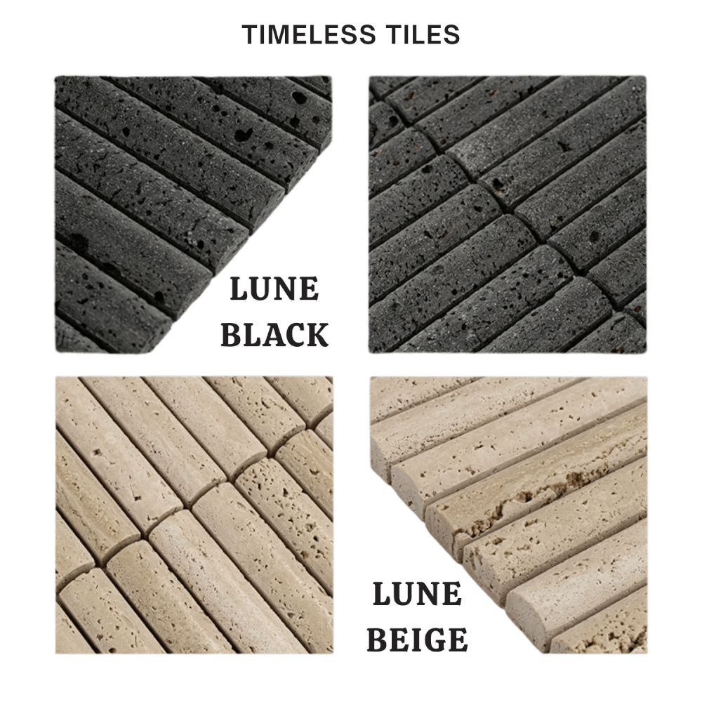 โมเสคหินธรรมชาติ TIMELESS TILES รุ่น LUNE 30.5X30 ซม. หินทราเวอร์ทีน สีเบจ โมเสกแท่งทรงโค้งครึ่งวงกลม_2