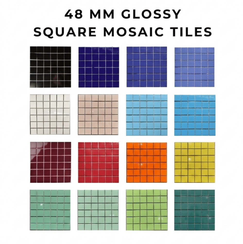โมเสค TIMELESS TILES รุ่น CLASSIC SQUARE 48 ขนาด 30X30 ซม. สีน้ำเงิน ผิวเงา GLOSS MIDNIGHT BLUE โมเสคเซรามิกทรงสี่เหลี่ยมจัตุรัส