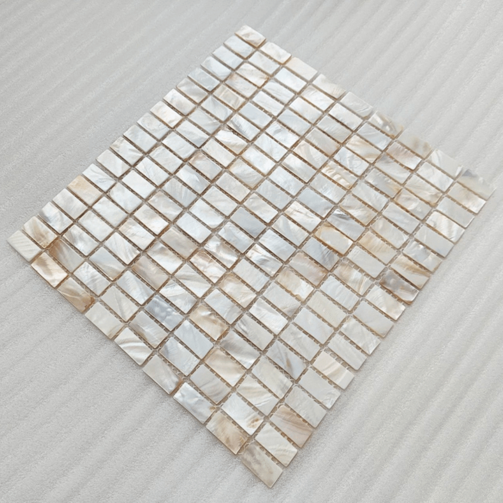 โมเสคเปลือกหอย TIMELESS TILES รุ่น PEARL SEASHELL MOSAIC 30 X 30 ซม. สีขาว CHAMPAGNE WHITE ทรงสี่เหลี่ยมพื้นผ้า ผิวเงา_3