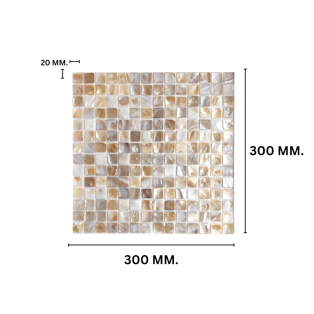 โมเสคเปลือกหอย TIMELESS TILES รุ่น PEARL SEASHELL MOSAIC 30 X 30 ซม. สีขาวน้ำตาล AMBER BROWN ทรงสี่เหลี่ยมจัตุรัส ผิวเงา_3