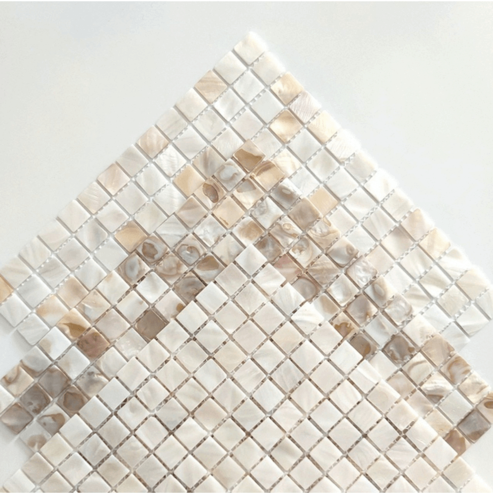 โมเสคเปลือกหอย TIMELESS TILES รุ่น PEARL SEASHELL MOSAIC 30 X 30 ซม. สีขาว CHAMPANGE WHITE ทรงสี่เหลี่ยมจัตุรัส ผิวเงา_3