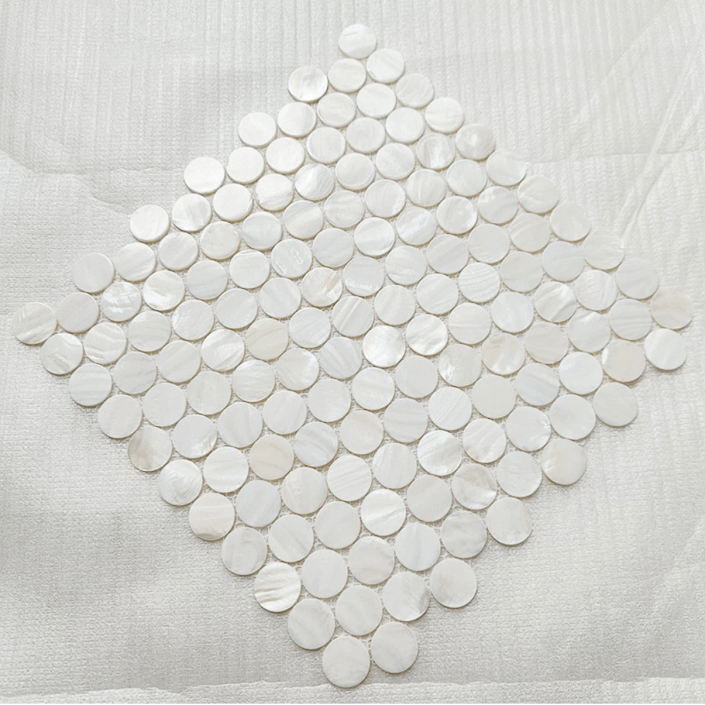 โมเสคเปลือกหอย TIMELESS TILES รุ่น PEARL SEASHELL MOSAIC 28.5 X 29.5 ซม. สีขาว IVORY WHITE ทรงกลม ผิวเงา_3