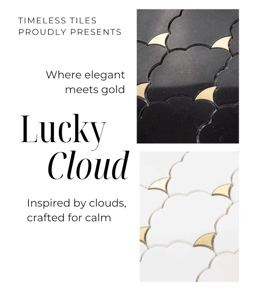 โมเสคหินอ่อน TIMELESS TILES รุ่น LUCKY CLOUD 23.7X29.8 ซม. สีขาว ตกแต่งสเตนเลสสีทอง CRYSTAL WHITE_4