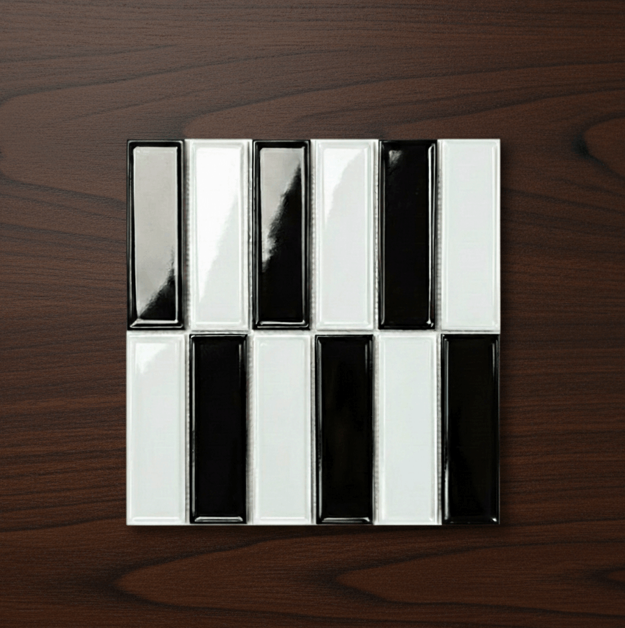 โมเสค TIMELESS TILES รุ่น BAR 29.3X28.5 ซม. สีขาวดำ ผิวเงา_5