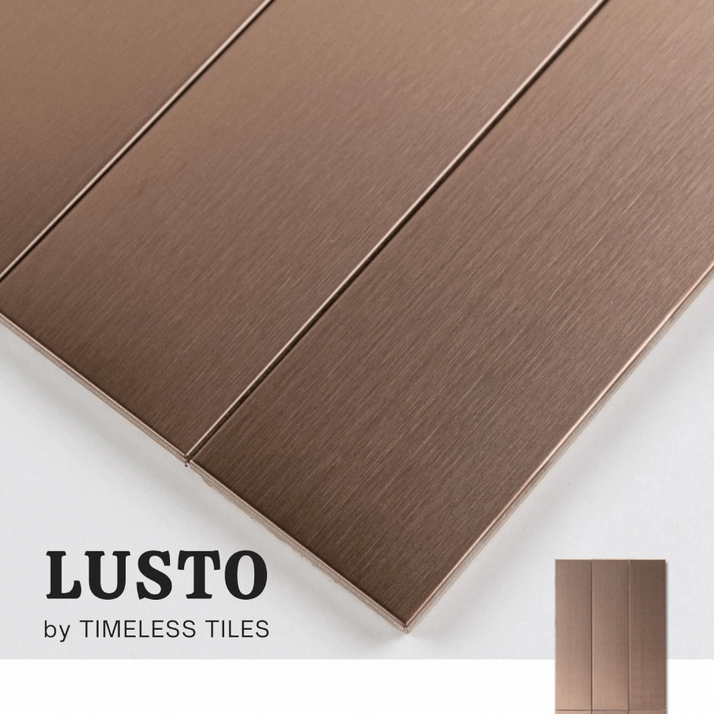 โมเสค TIMELESS TILES รุ่น LUSTO 39.6X14.5 ซม. สีทอง ROSE GOLD ผิวด้าน สเตนเลสแฮร์ไลน์_5