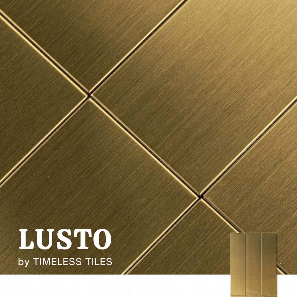 โมเสค TIMELESS TILES รุ่น LUSTO 39.6X14.5 ซม. สีทอง GOLD ผิวด้าน สเตนเลสแฮร์ไลน์_7